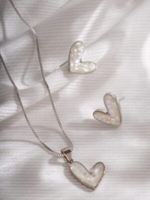 Conjunto corações madrepérola