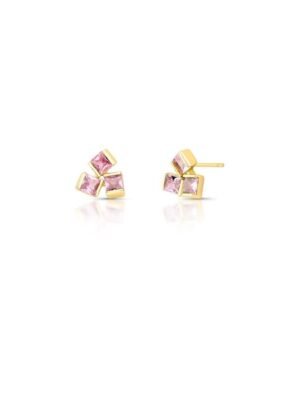 Brinco quadradinhos rosa