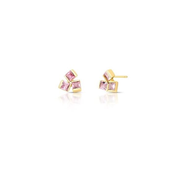 Brinco quadradinhos rosa