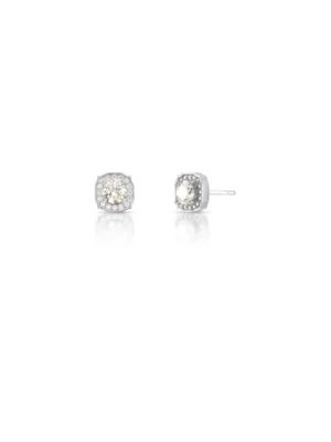 Brinco Zircônias e Moissanite Prata Rodinada
