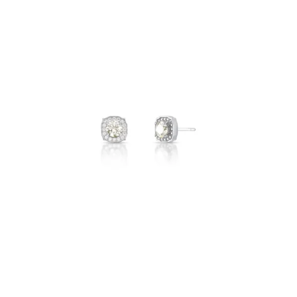 Brinco Zircônias e Moissanite Prata Rodinada