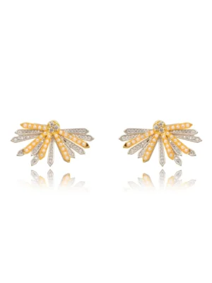 Ear jacket bicolor/pérolas