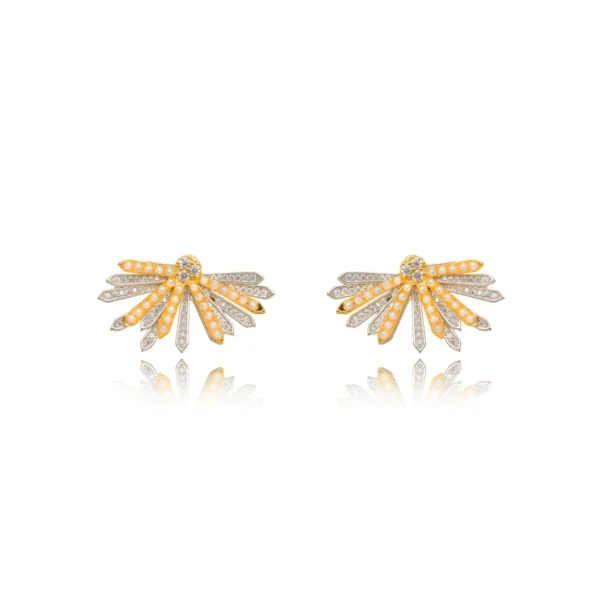 Ear jacket bicolor/pérolas
