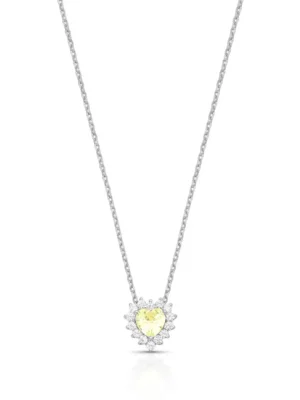 Colar com pingente coração citrino com cristais