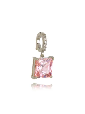 Pingente quadrado rosa quartzo