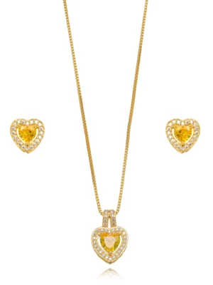 Conjunto corações citrino