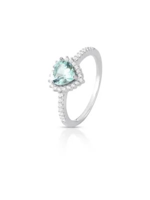 Anel coração turmalina Prata Rodinada