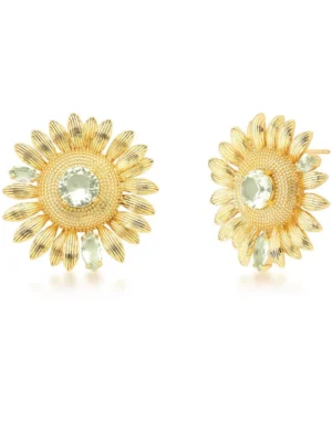 Brinco girassol cristais citrino.