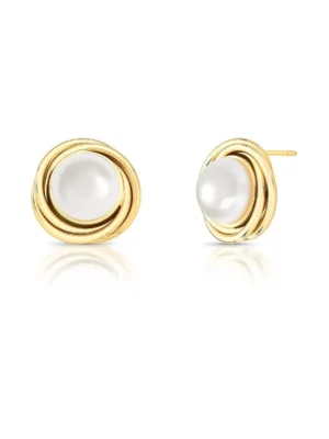 Brinco redondo com pérola shell