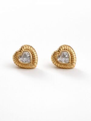 Brinco coração cristal texturizado