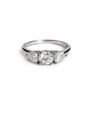 Anel Moissanite e Prata Rodinada