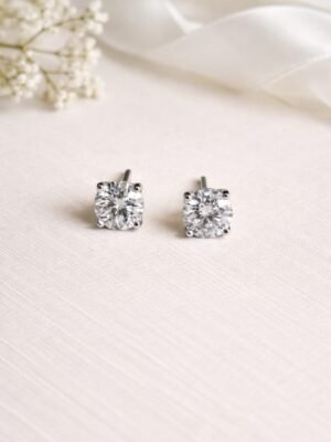 Ponto de luz Moissanite e Prata Rodinada