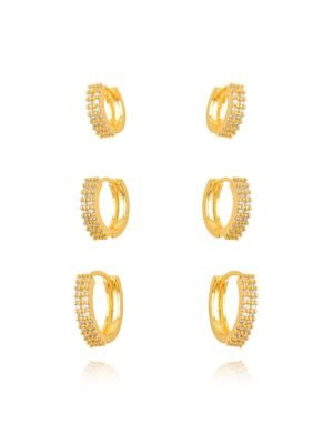 Trio de argolas cravejadas