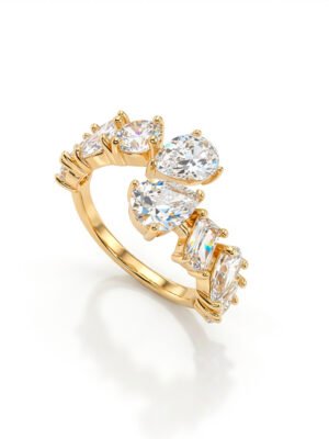 Anel regulável cravejado