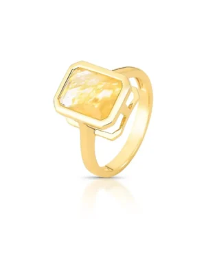 Anel cristal retângular rutilo