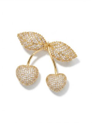 Broche cereja cravejado