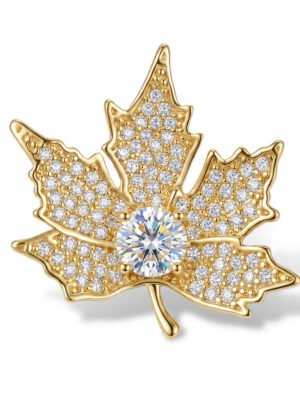 Broche folha cravejada