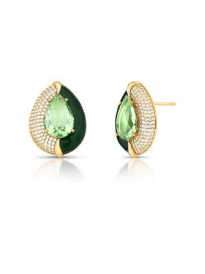 Brinco esmaltado cristal gota e zircônias