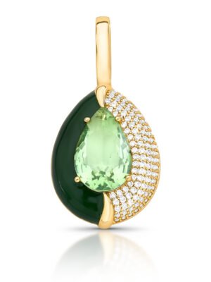 Pingente esmaltado cristal gota e zircônias