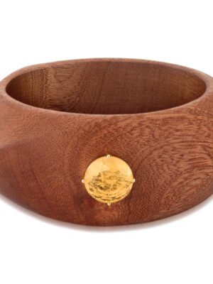 Bracelete madeira com detalhe em cristal rutilo