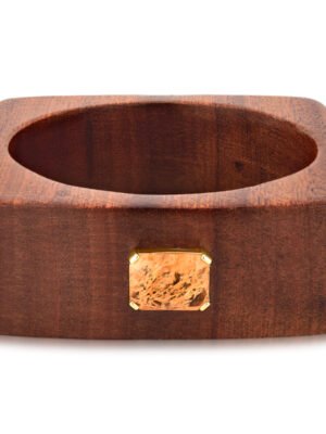 Bracelete madeira  quadrado com detalhe em cristal rutilo