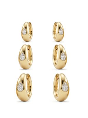 Trio argolas com gota cravejada