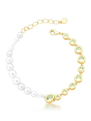 Pulseira pérolas shell e cristais